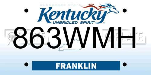 863WMH Kentucky License Plate