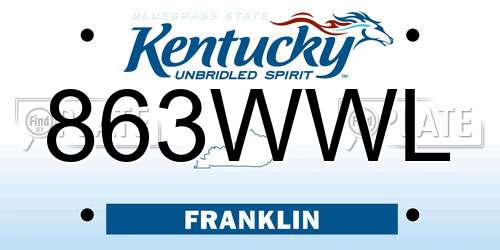 863WWL Kentucky License Plate