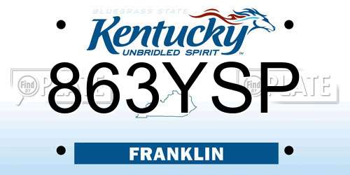 863YSP Kentucky License Plate