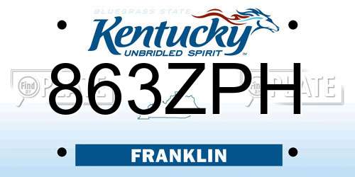 863ZPH Kentucky License Plate