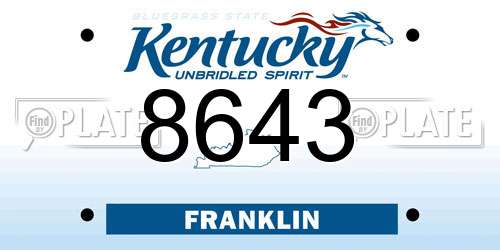 8643 Kentucky License Plate
