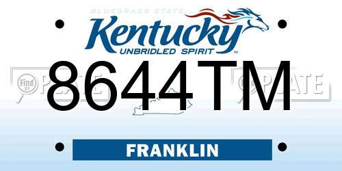 8644TM Kentucky License Plate
