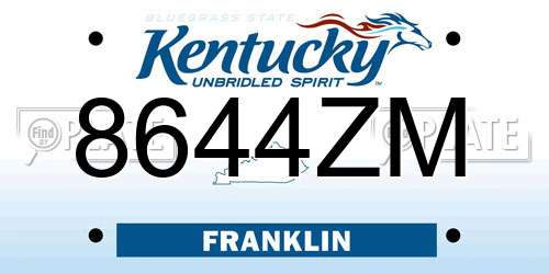 8644ZM Kentucky License Plate