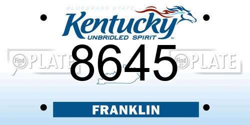 8645 Kentucky License Plate