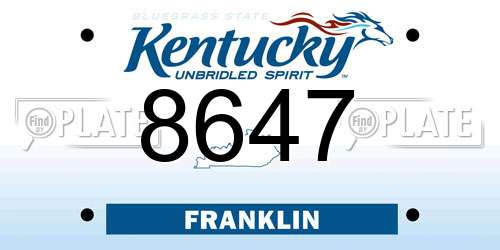 8647 Kentucky License Plate
