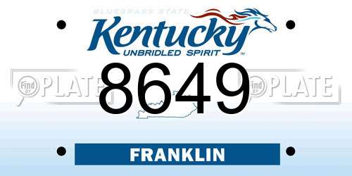 8649 Kentucky License Plate