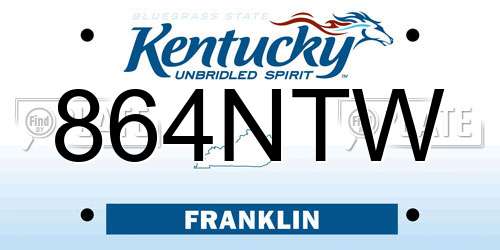 864NTW Kentucky License Plate