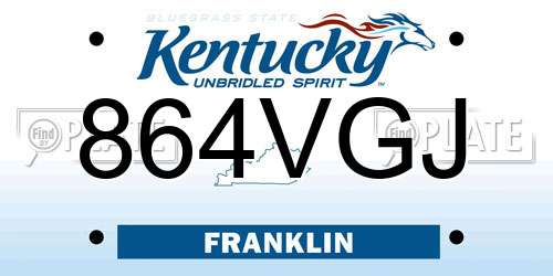 864VGJ Kentucky License Plate