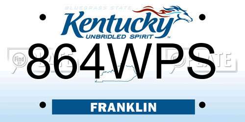 864WPS Kentucky License Plate