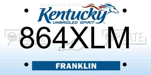 864XLM Kentucky License Plate