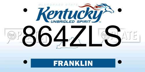 864ZLS Kentucky License Plate
