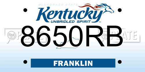 8650RB Kentucky License Plate