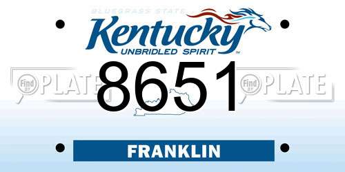 8651 Kentucky License Plate