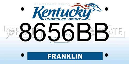 8656BB Kentucky License Plate