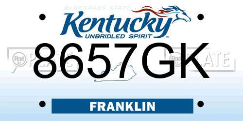 8657GK Kentucky License Plate
