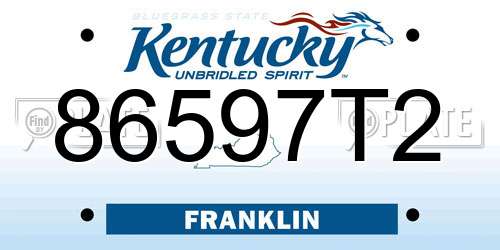 86597T2 Kentucky License Plate