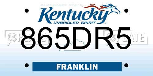 865DR5 Kentucky License Plate