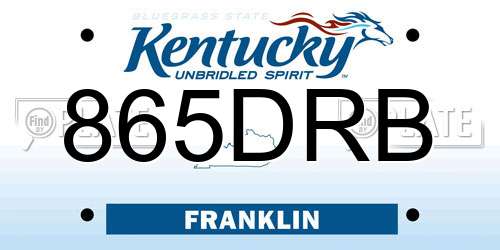 865DRB Kentucky License Plate