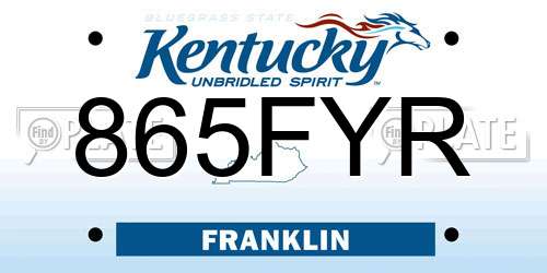 865FYR Kentucky License Plate
