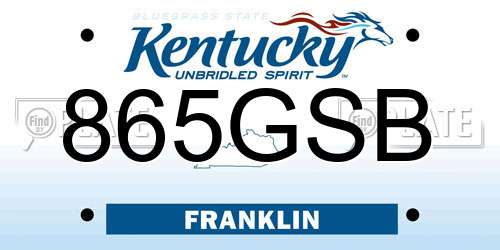865GSB Kentucky License Plate