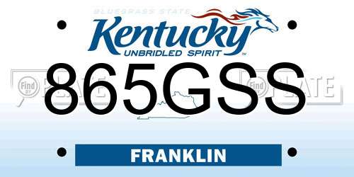 865GSS Kentucky License Plate