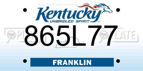 865L77 Kentucky License Plate