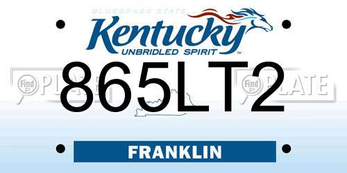 865LT2 Kentucky License Plate