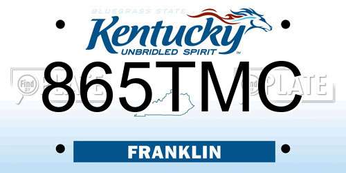 865TMC Kentucky License Plate