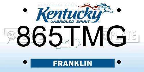 865TMG Kentucky License Plate