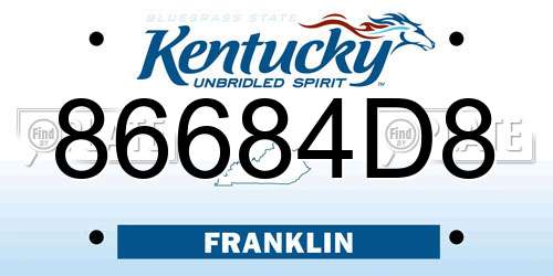 86684D8 Kentucky License Plate