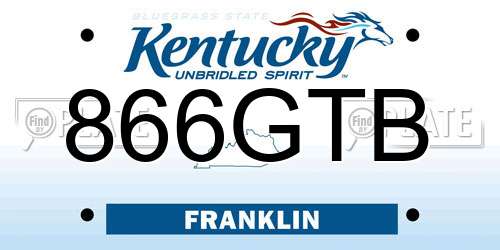866GTB Kentucky License Plate