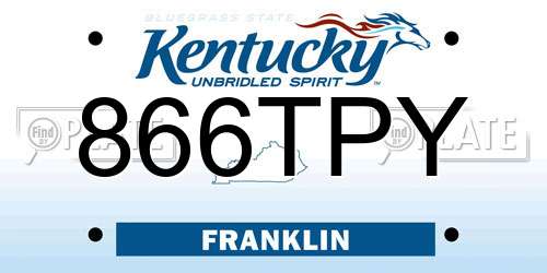 866TPY Kentucky License Plate