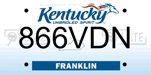 866VDN Kentucky License Plate