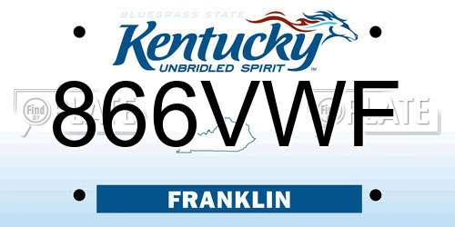 866VWF Kentucky License Plate