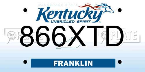 866XTD Kentucky License Plate