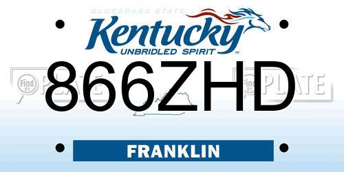 866ZHD Kentucky License Plate