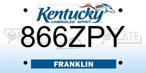 866ZPY Kentucky License Plate