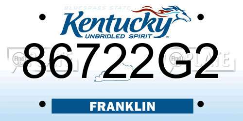 86722G2 Kentucky License Plate