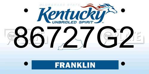 86727G2 Kentucky License Plate
