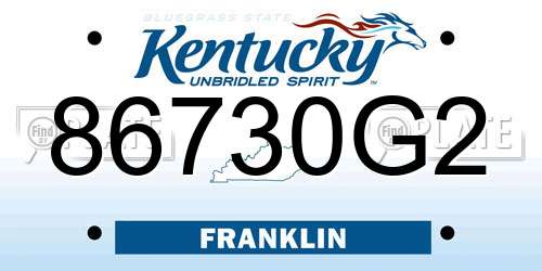 86730G2 Kentucky License Plate