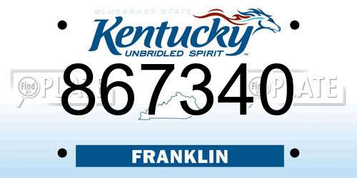 867340 Kentucky License Plate