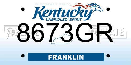 8673GR Kentucky License Plate