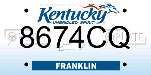 8674CQ Kentucky License Plate