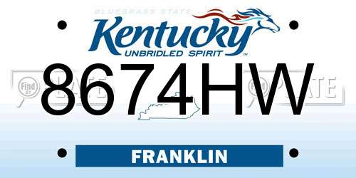8674HW Kentucky License Plate