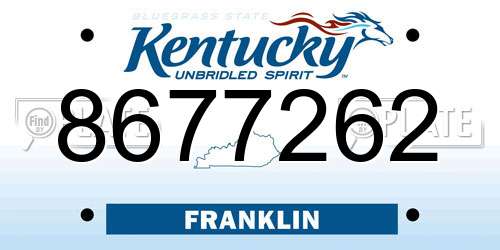 8677262 Kentucky License Plate