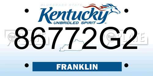 86772G2 Kentucky License Plate