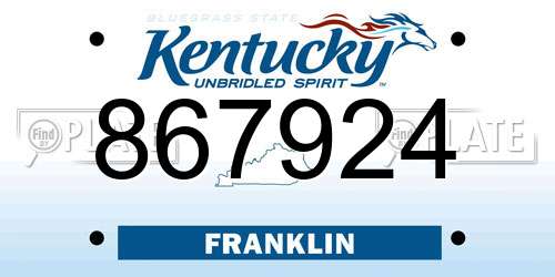 867924 Kentucky License Plate
