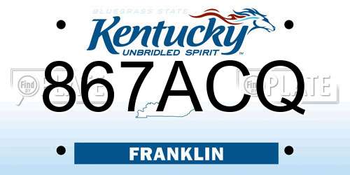 867ACQ Kentucky License Plate