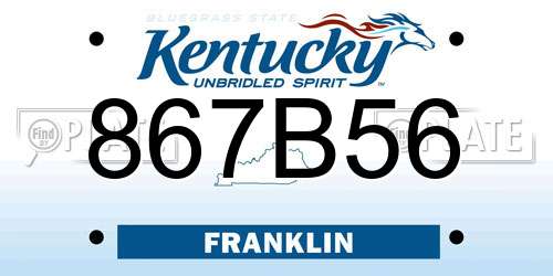 867B56 Kentucky License Plate