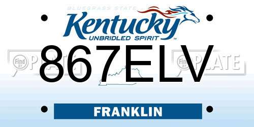 867ELV Kentucky License Plate